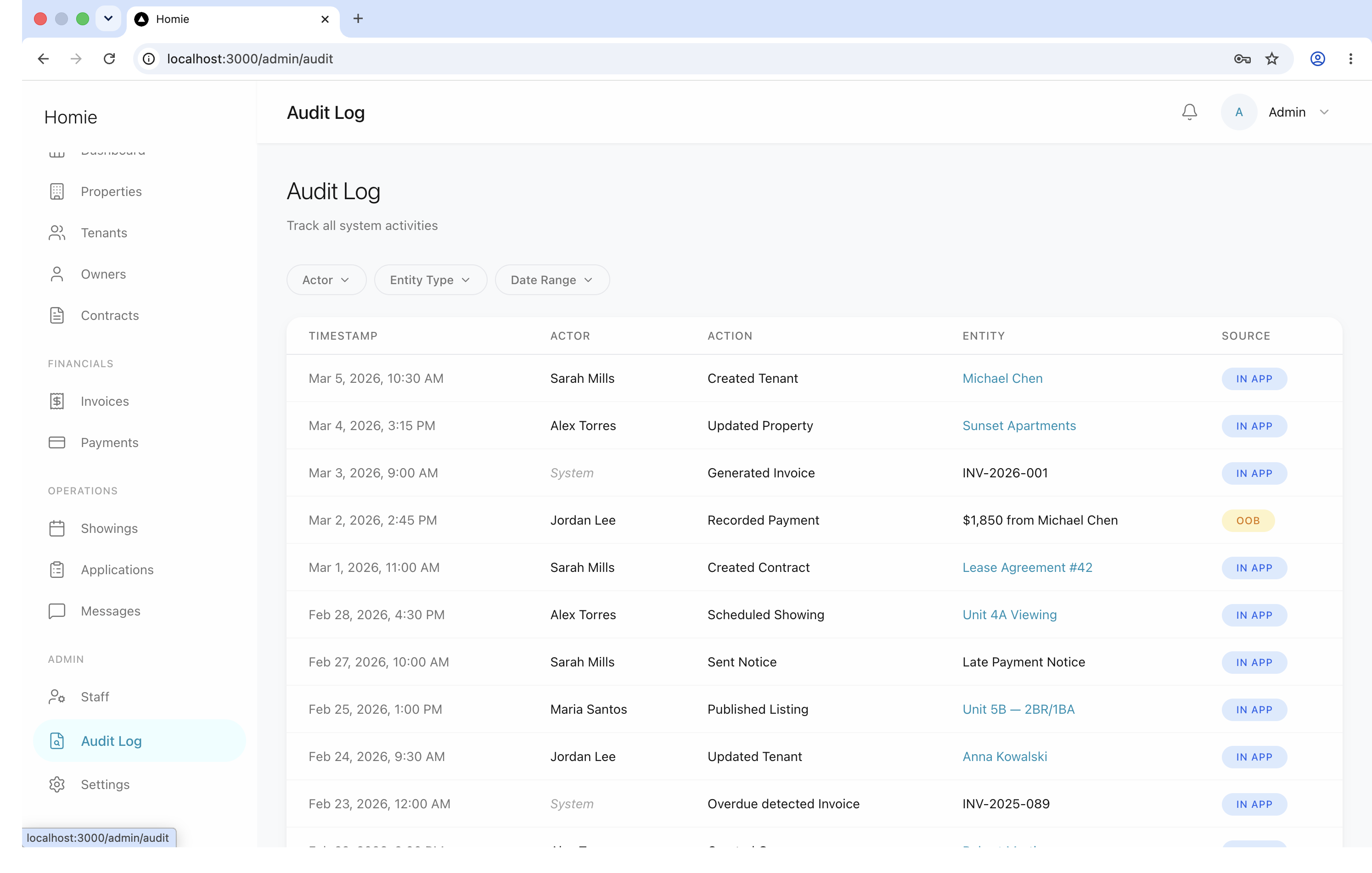 Audit Log