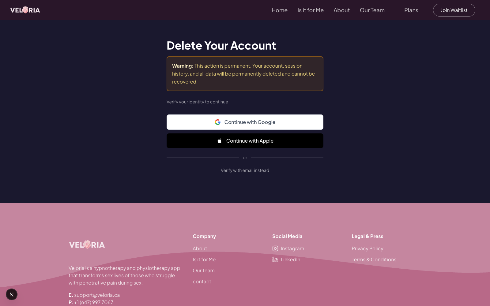 Account deletion verification